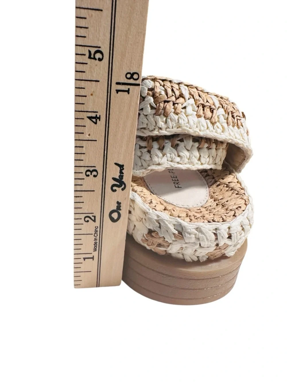 Free People Roma Raffia Sandals Size 9 Woven Platform Ankle Strap Boho Summer - Picture 9 of 11